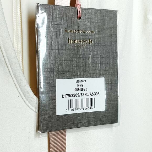 House of CB Ivory Off White Plunge Neck Eleanora Maxi Dress Small tags with flaw - Picture 12 of 13